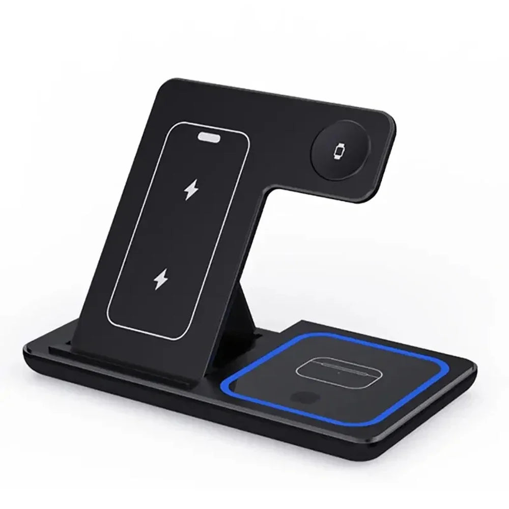 3 in 1 Wireless Charger Stand 30W LED Foldable Wireless Charger for Iphone 16 15 Pro Max Iwatch 8 7 Airpods Charge Dock Station