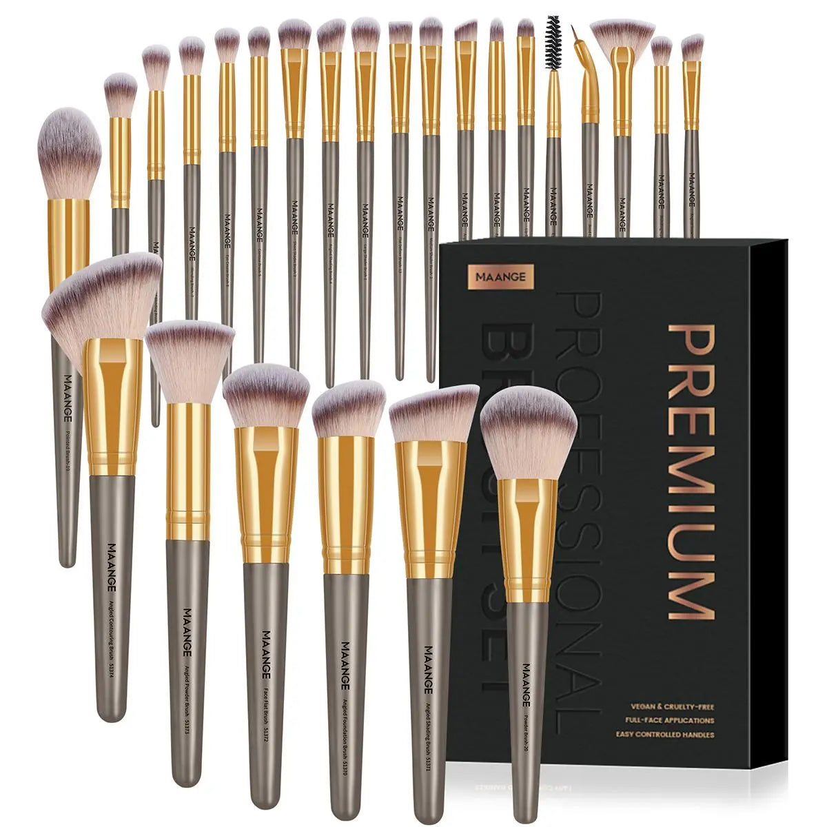 MAANGE Soft Bristle Makeup Brushes Sets, Multifunctional Makeup Brushes, Cosmetic Brushes, with Comfortable Grip, 25Pcs/Set Makeup Tools for Foundation, Powder, Concealers, Eyeshadow, Blush, Valentine'S Day Gift, Makeup Brush Kit