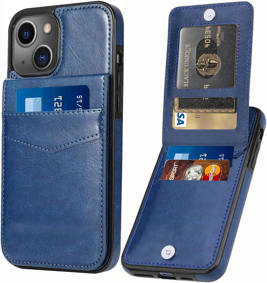 Iphone 13 Wallet Case with Credit Card Holder for Women Men PU Leather Wallet Case for Iphone 13 Case 6.1 Inch (Blue)