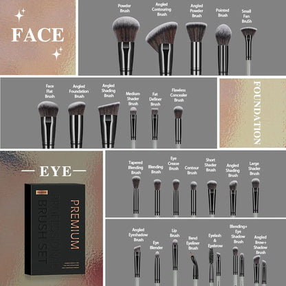 MAANGE Soft Bristle Makeup Brushes Sets, Multifunctional Makeup Brushes, Cosmetic Brushes, with Comfortable Grip, 25Pcs/Set Makeup Tools for Foundation, Powder, Concealers, Eyeshadow, Blush, Valentine'S Day Gift, Makeup Brush Kit