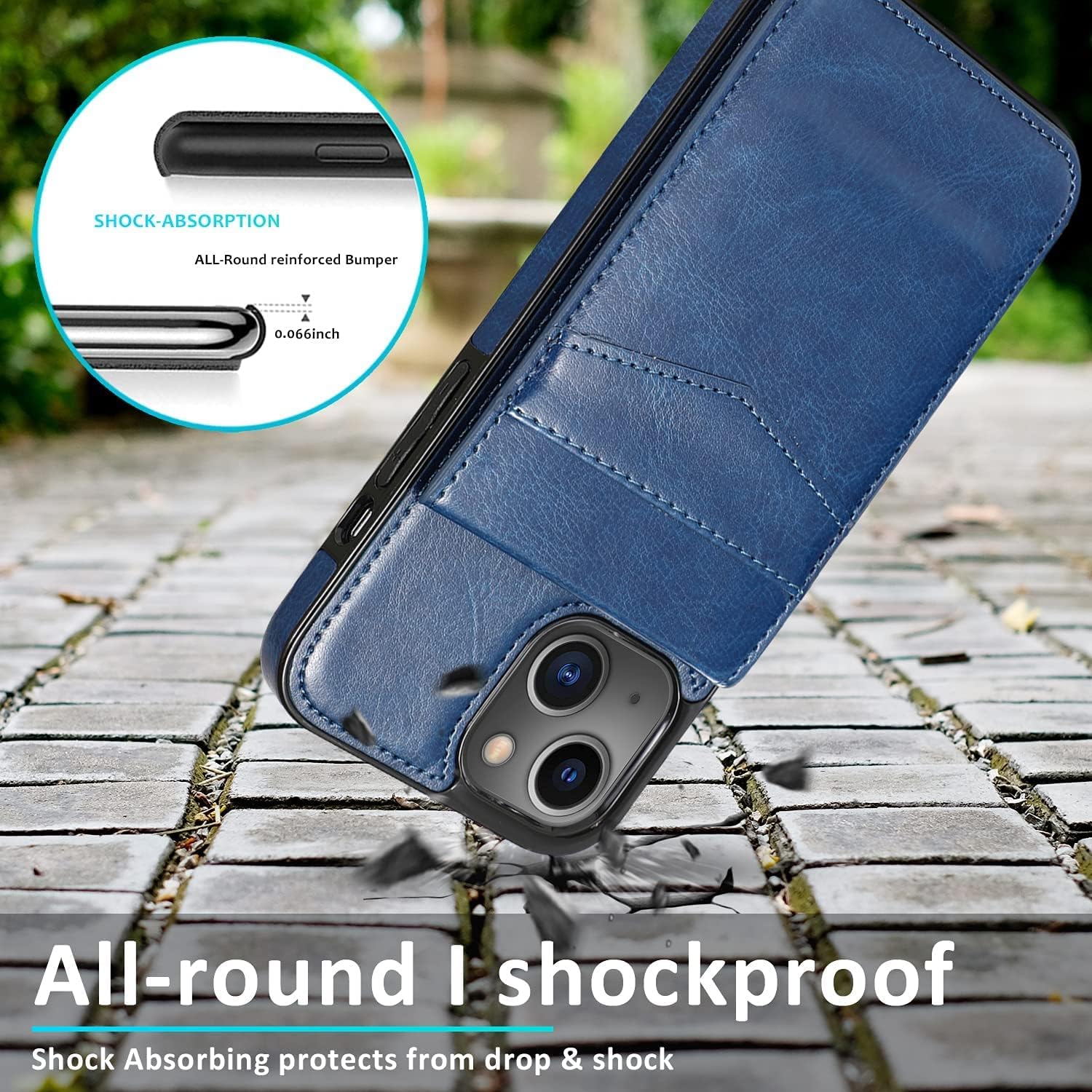 Iphone 13 Wallet Case with Credit Card Holder for Women Men PU Leather Wallet Case for Iphone 13 Case 6.1 Inch (Blue)