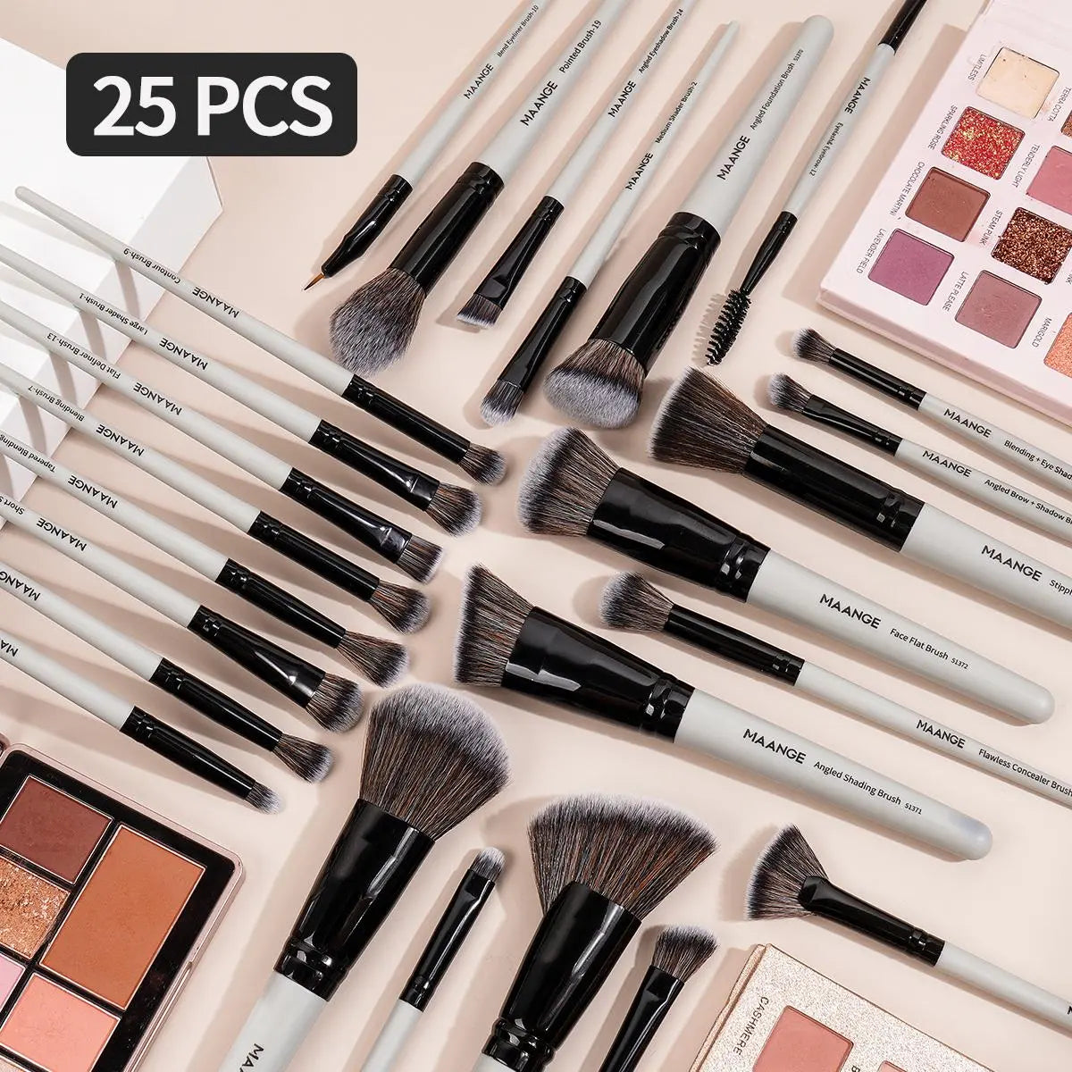 MAANGE Soft Bristle Makeup Brushes Sets, Multifunctional Makeup Brushes, Cosmetic Brushes, with Comfortable Grip, 25Pcs/Set Makeup Tools for Foundation, Powder, Concealers, Eyeshadow, Blush, Valentine'S Day Gift, Makeup Brush Kit